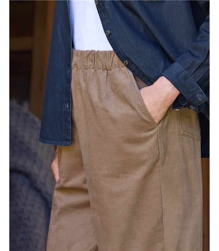 Relaxed Elasticated Waist Cord Trousers