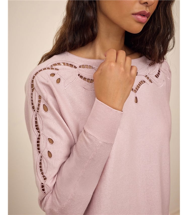 Wool Cotton Cutwork Sweater