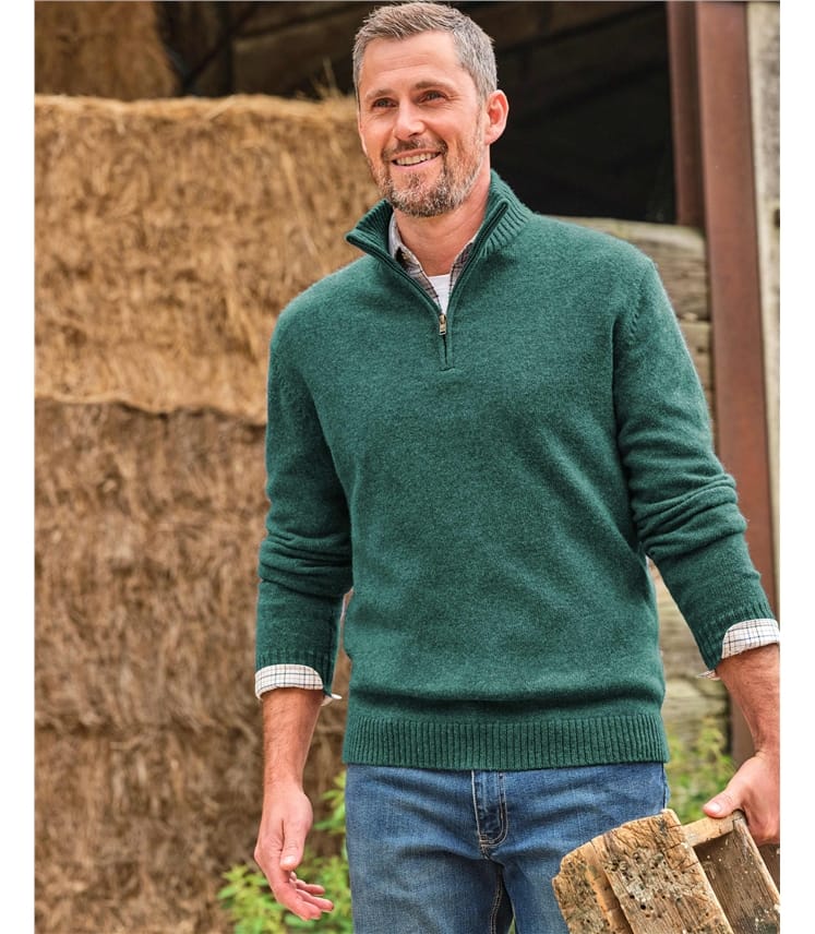 Pull à encolure zippée - Homme -Laine d’agneau certifiée 100% RWS