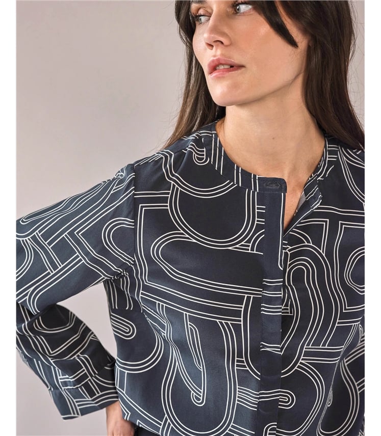 Silk Collarless Shirt
