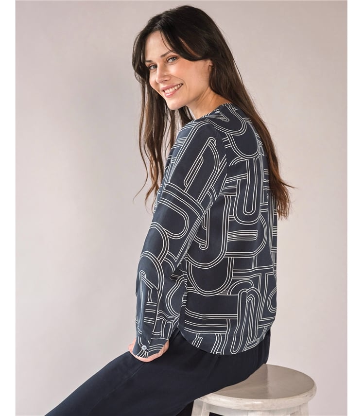 Silk Collarless Shirt