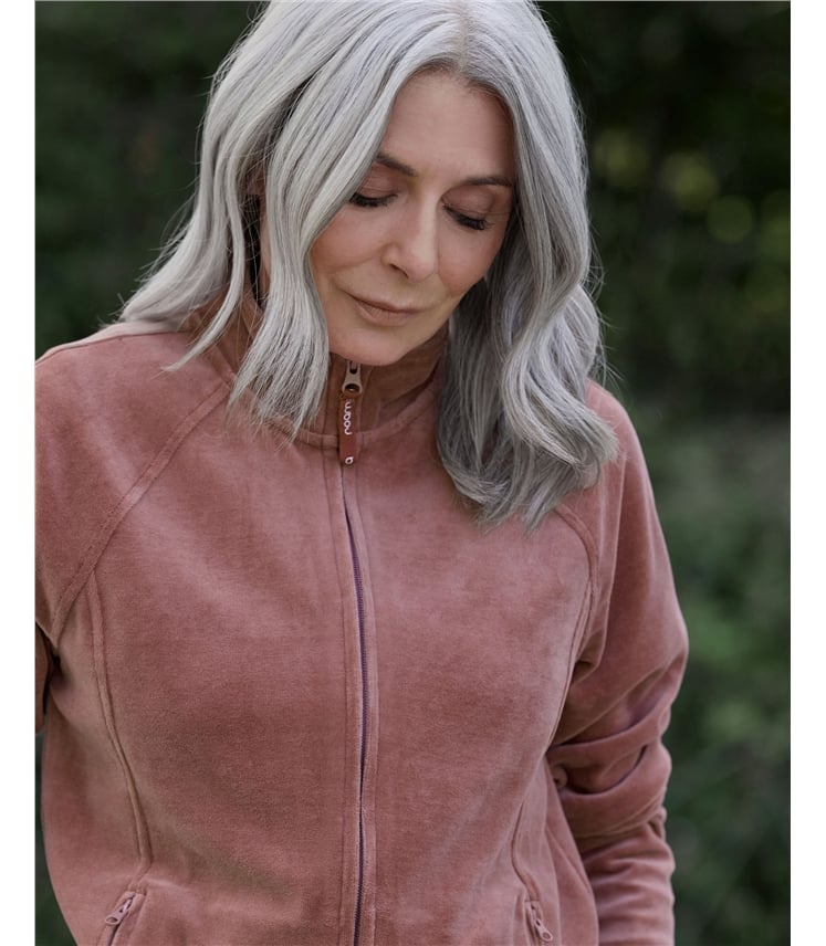 Fern Velour Zip Through Sweatshirt