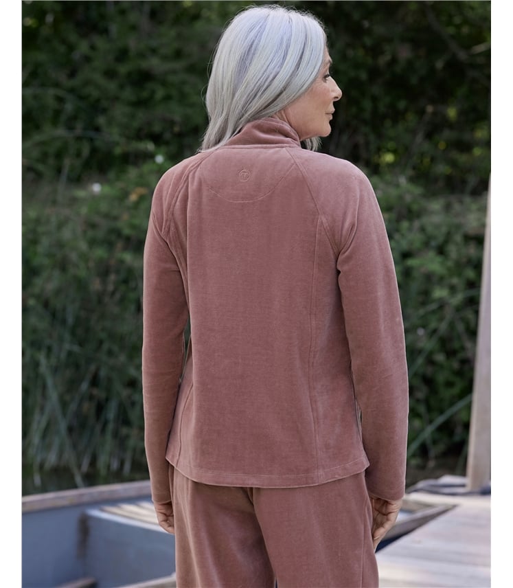 Fern Velour Zip Through Sweatshirt