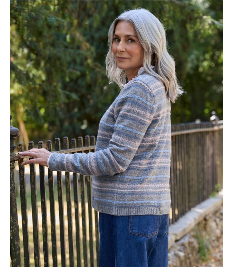 Zip Through Textured Cardigan