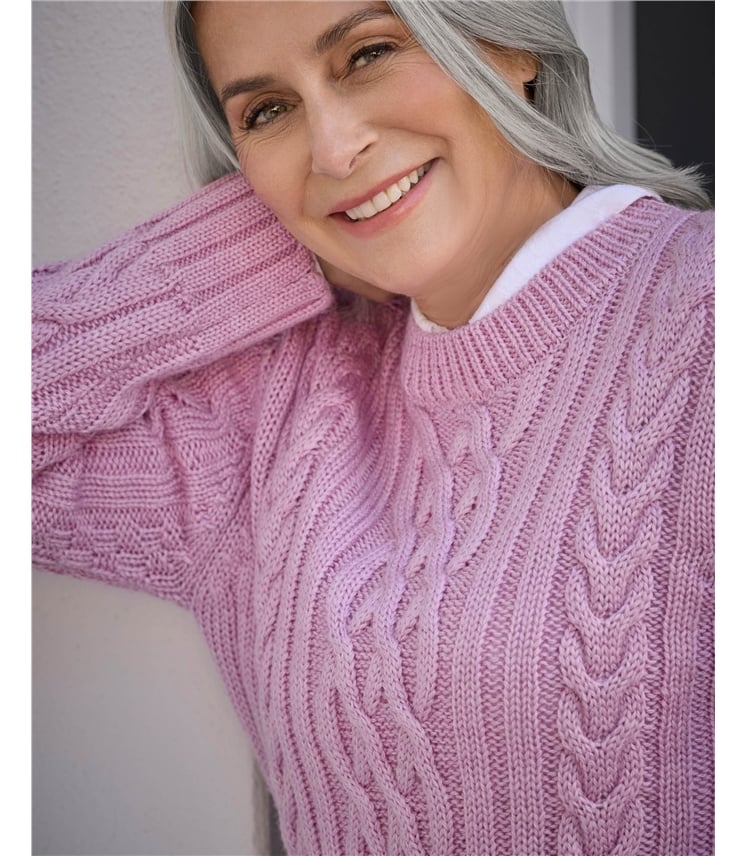 100% Pure Wool Aran Crew Neck Jumper