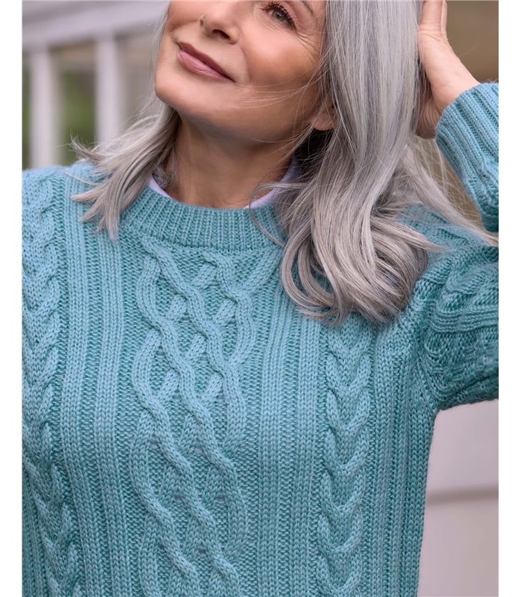 100% Pure Wool Aran Crew Neck Jumper