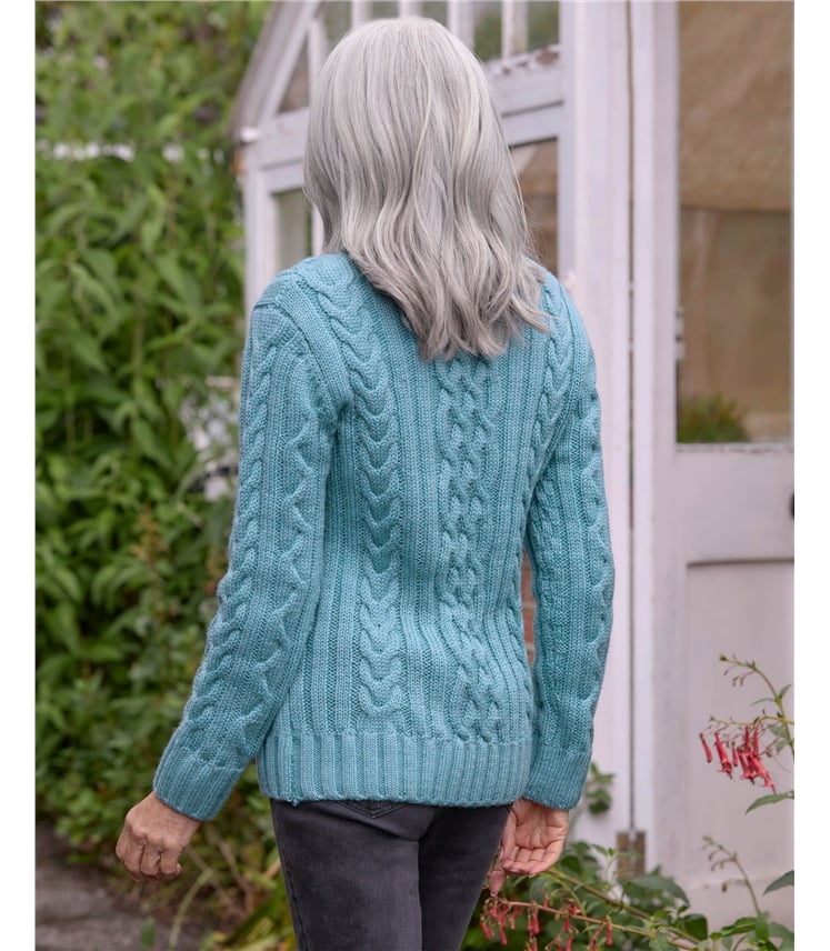 100% Pure Wool Aran Crew Neck Jumper