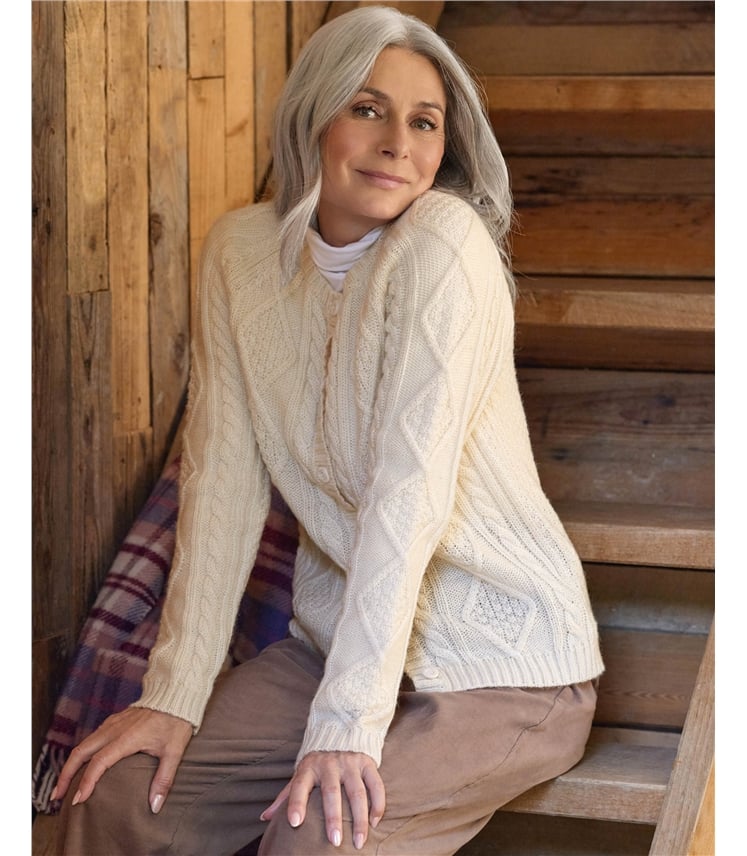 Cable Button Through Cardigan
