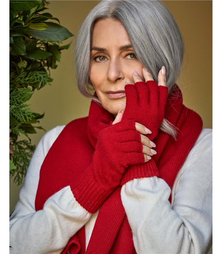 Fingerlose Handschuhe aus Lammwolle für Damen