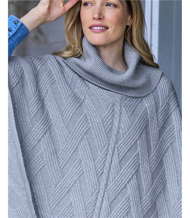 Roll Neck Cable Poncho