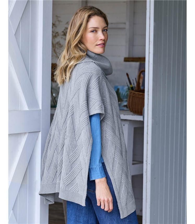 Roll Neck Cable Poncho