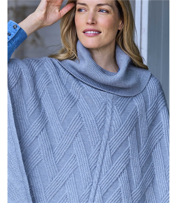 Roll Neck Cable Poncho