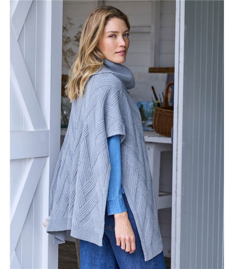Roll Neck Cable Poncho