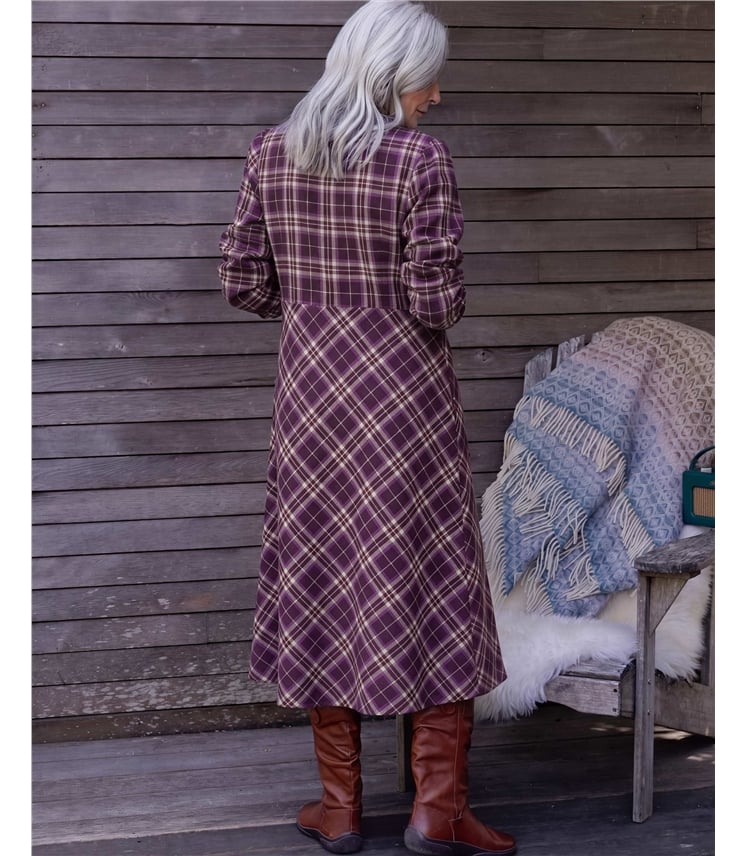 Frill Neck Cut About Check Dress