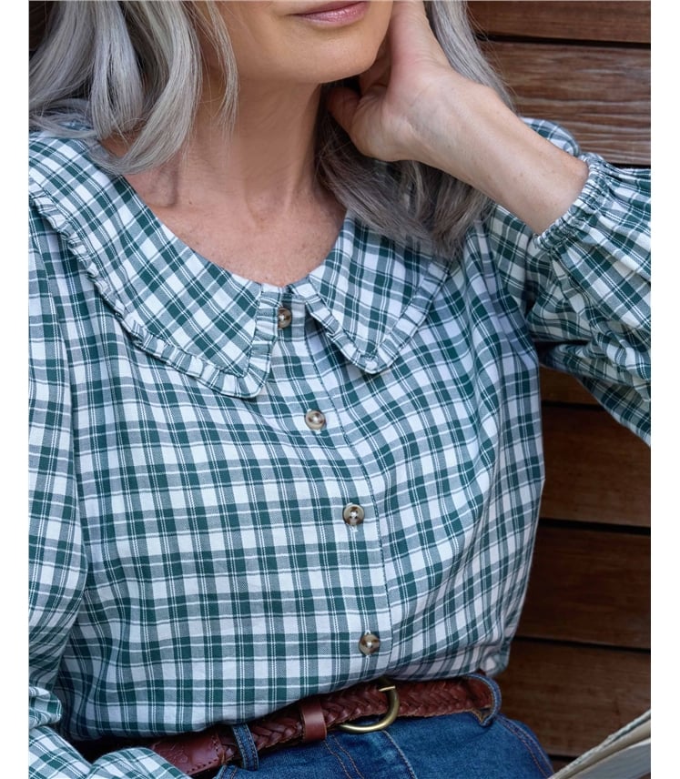 Check Petal Collar Shirt