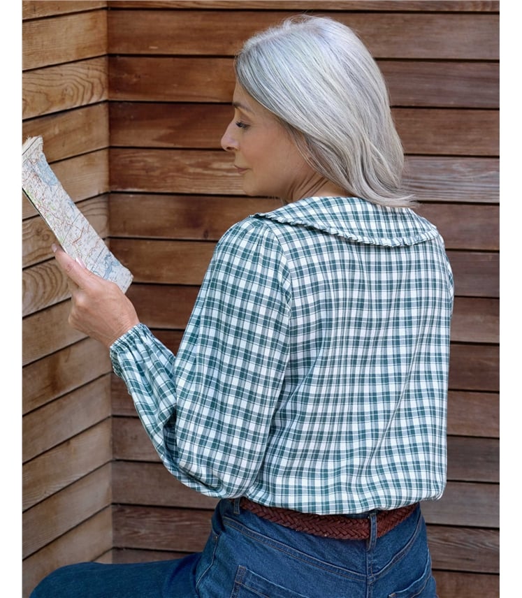 Check Petal Collar Shirt