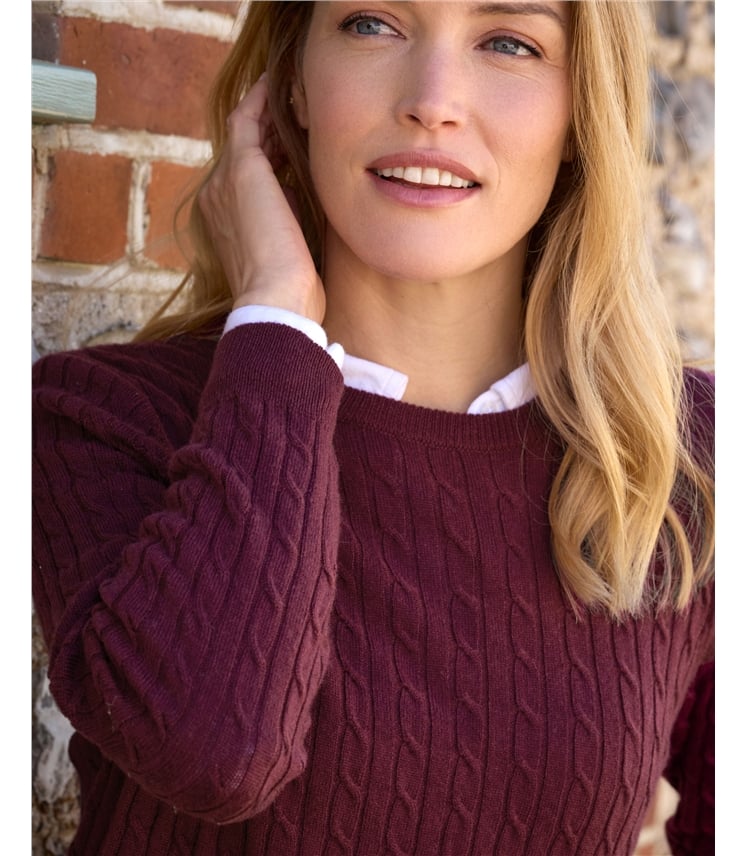 Cashmere Merino Cable Crew Neck Jumper