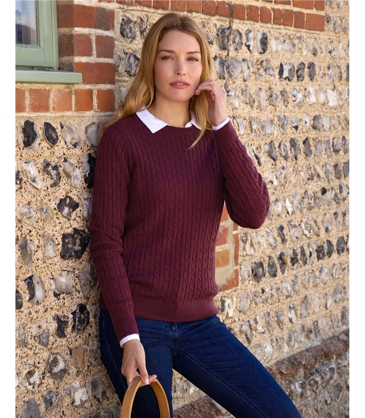 Cashmere Merino Cable Crew Neck Jumper