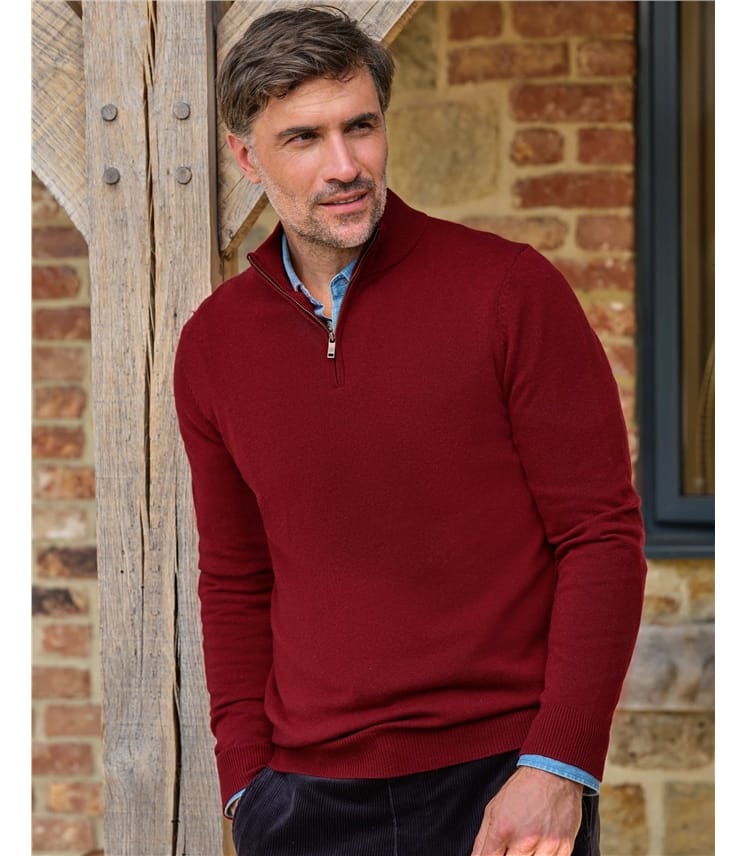 Cashmere and Merino Zip Neck Jumper