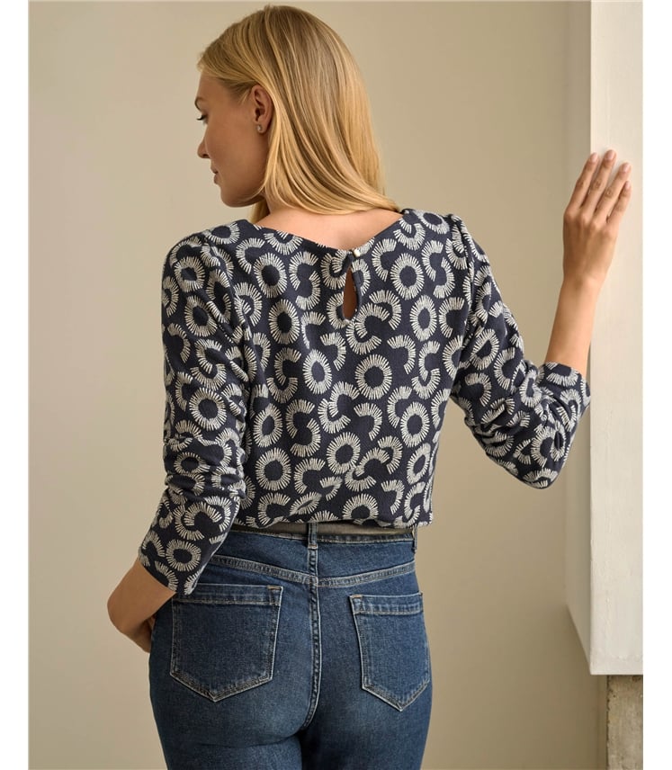 Jersey Jacquard Boat Neck Top