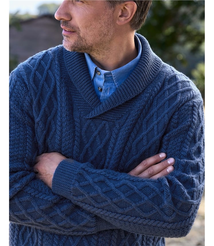 Pure Wool Shawl Collar Jumper