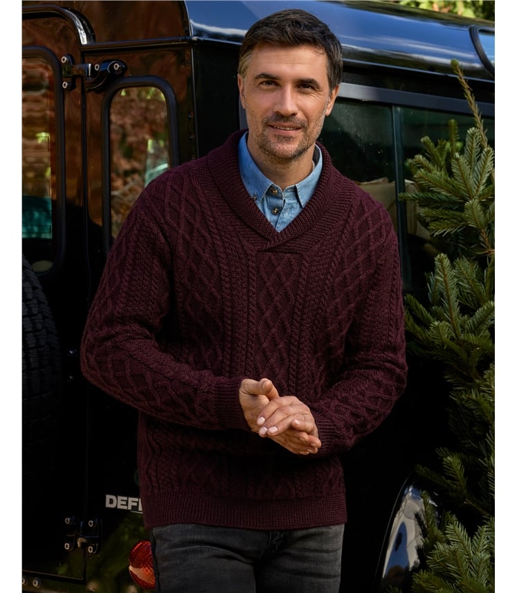 Pure Wool Shawl Collar Jumper