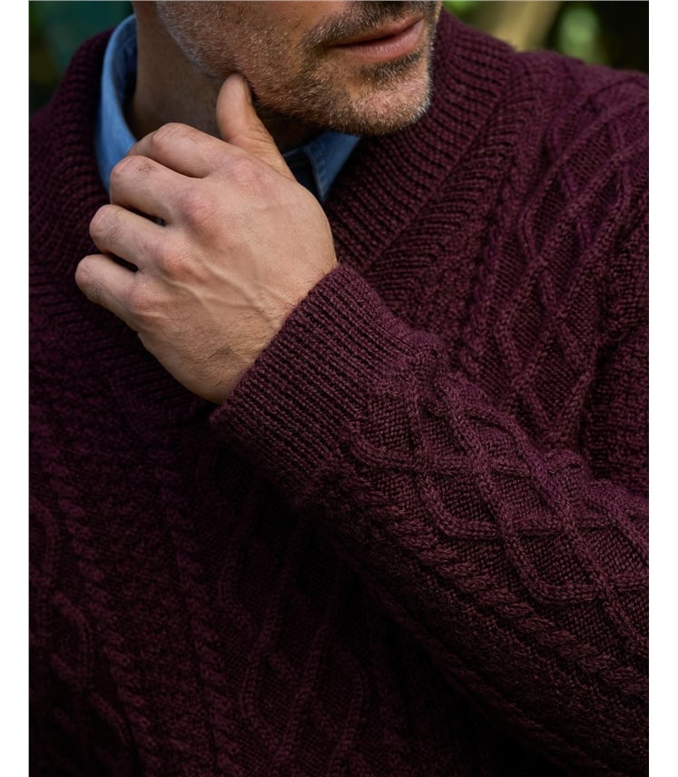 Pure Wool Shawl Collar Jumper