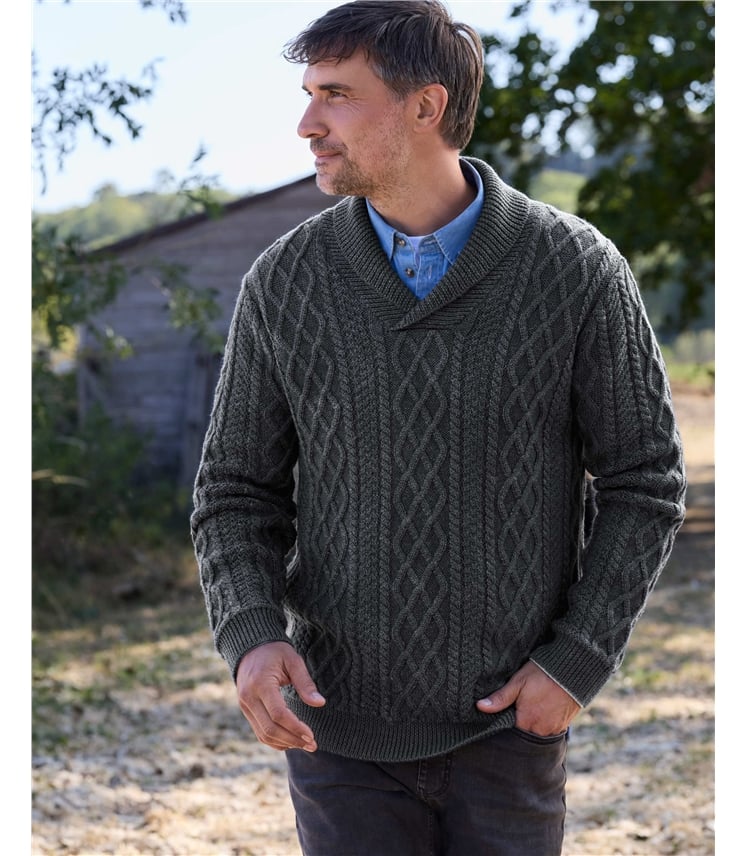 Pure Wool Shawl Collar Jumper
