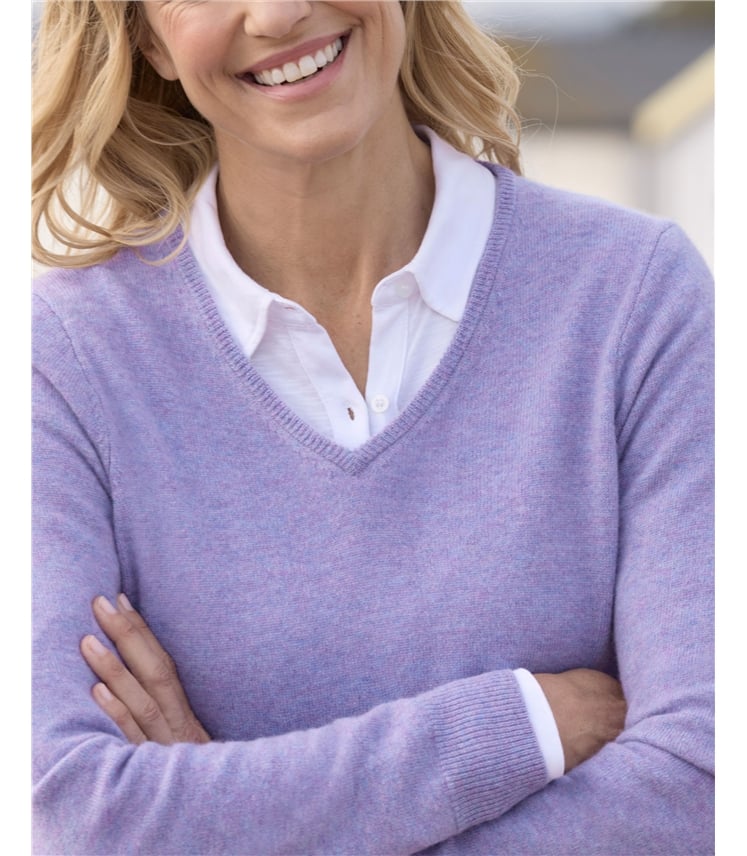 Cashmere & Merino V Neck Knitted Jumper