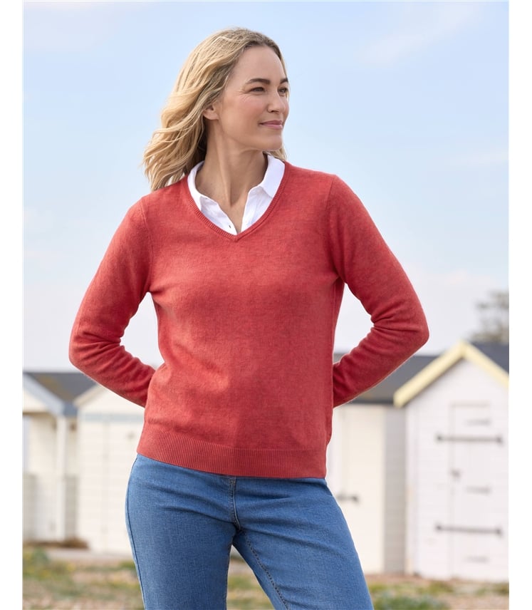 Cashmere & Merino V Neck Knitted Jumper