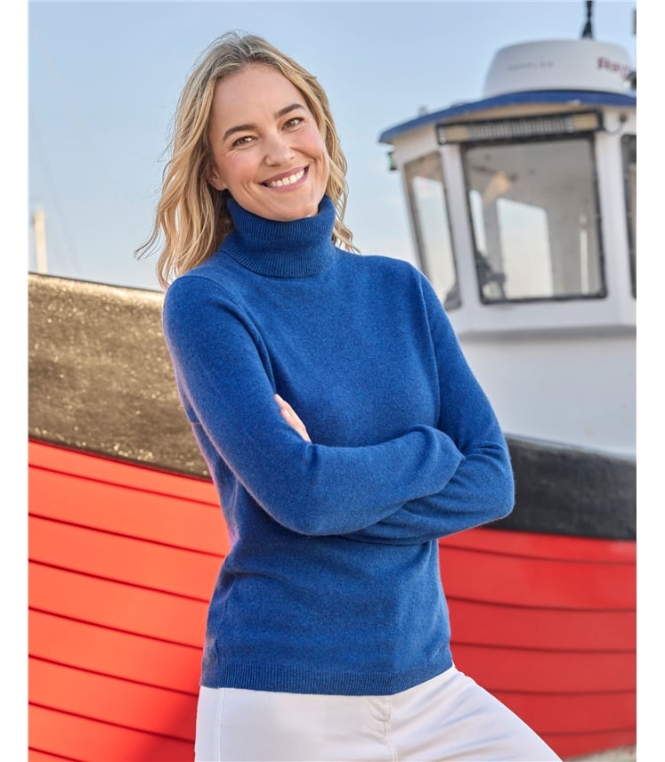Cashmere and Merino Fitted Polo Neck Knitted Jumper