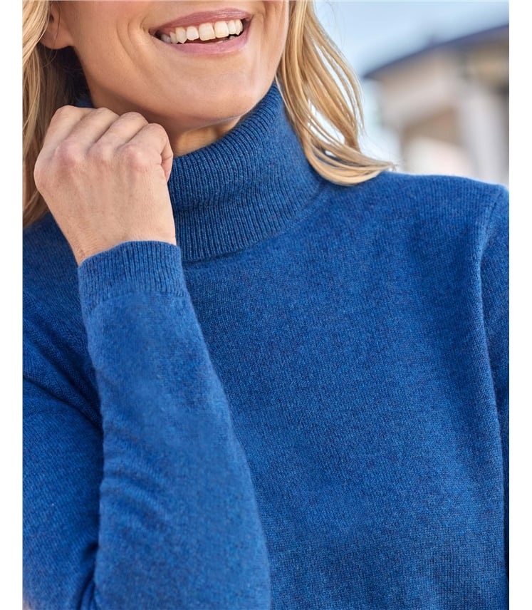 Cashmere and Merino Fitted Polo Neck Knitted Jumper
