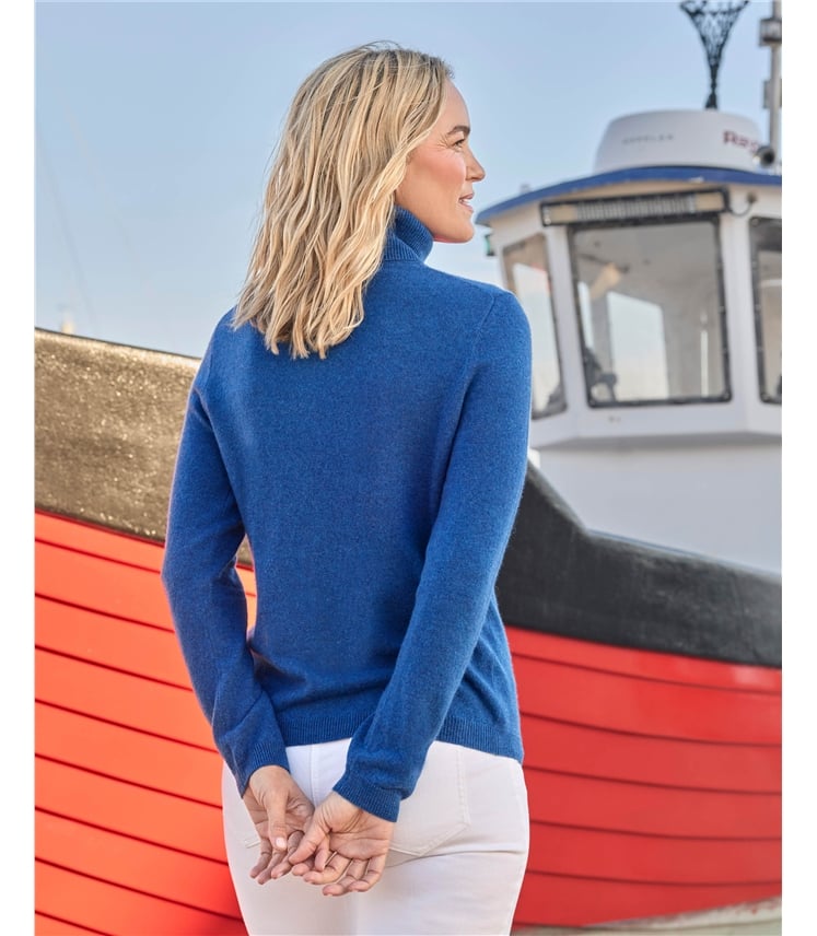 Cashmere and Merino Fitted Polo Neck Knitted Jumper
