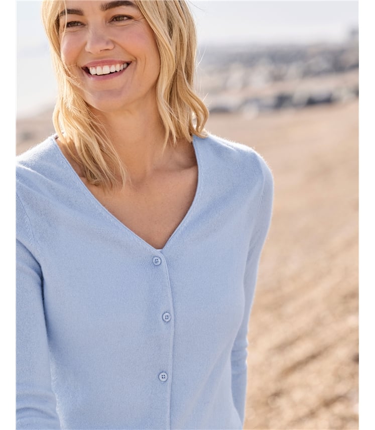 Cashmere Merino Classic V Neck Cardigan