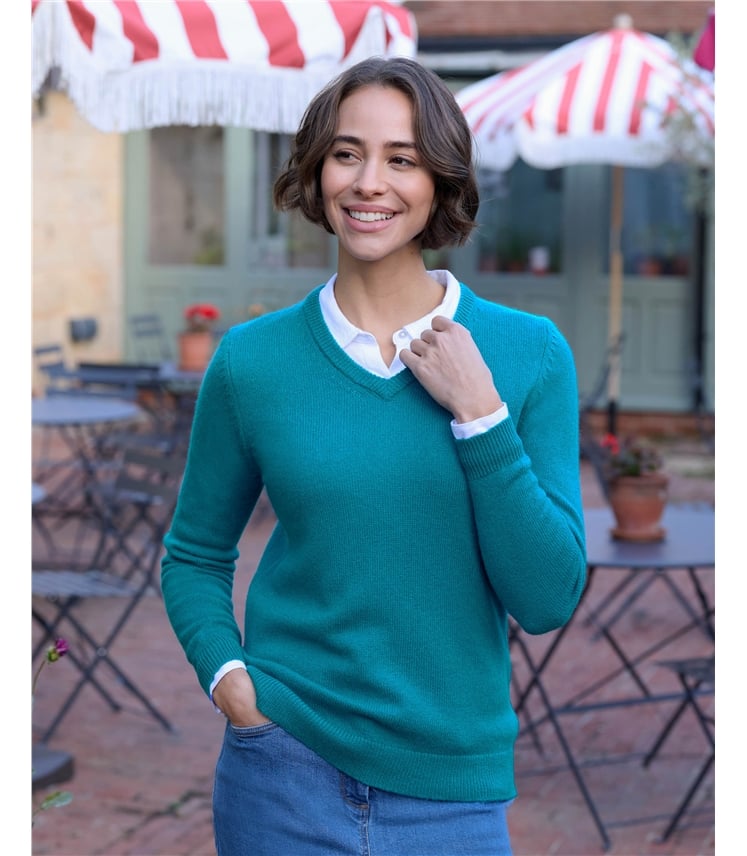 Womens Lambswool V Neck Jumper