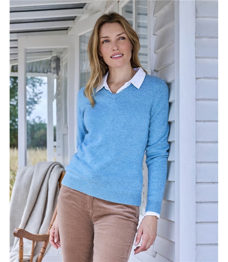 Womens Lambswool V Neck Jumper