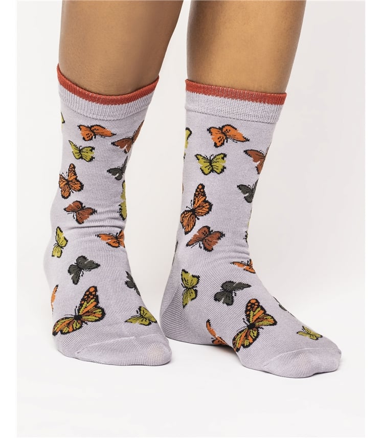 Womens Organic Cotton Butterfly Socks