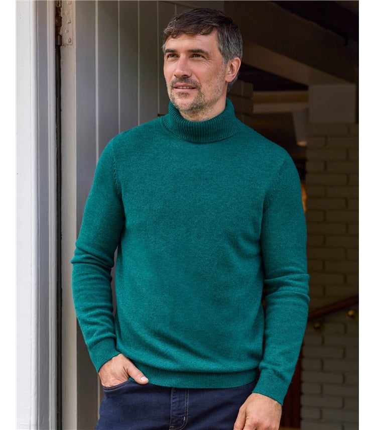 Cashmere and Merino Polo Neck Jumper