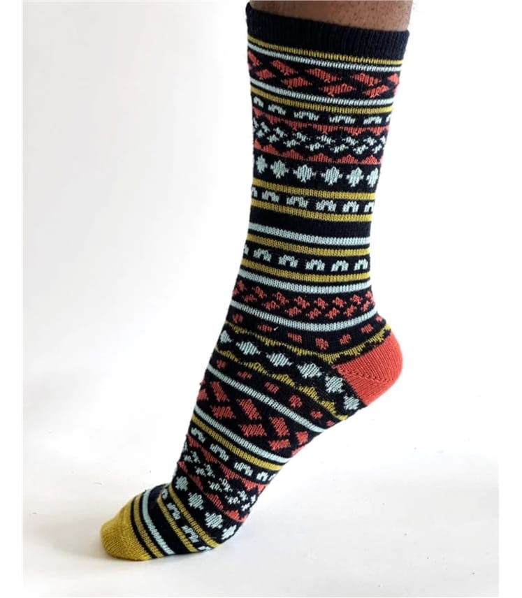 Navy | Erskine Fair isle Wool Socks | WoolOvers UK