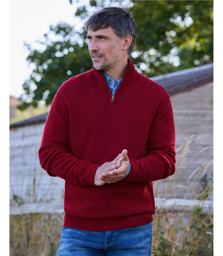Mens Lambswool Zip Neck Jumper