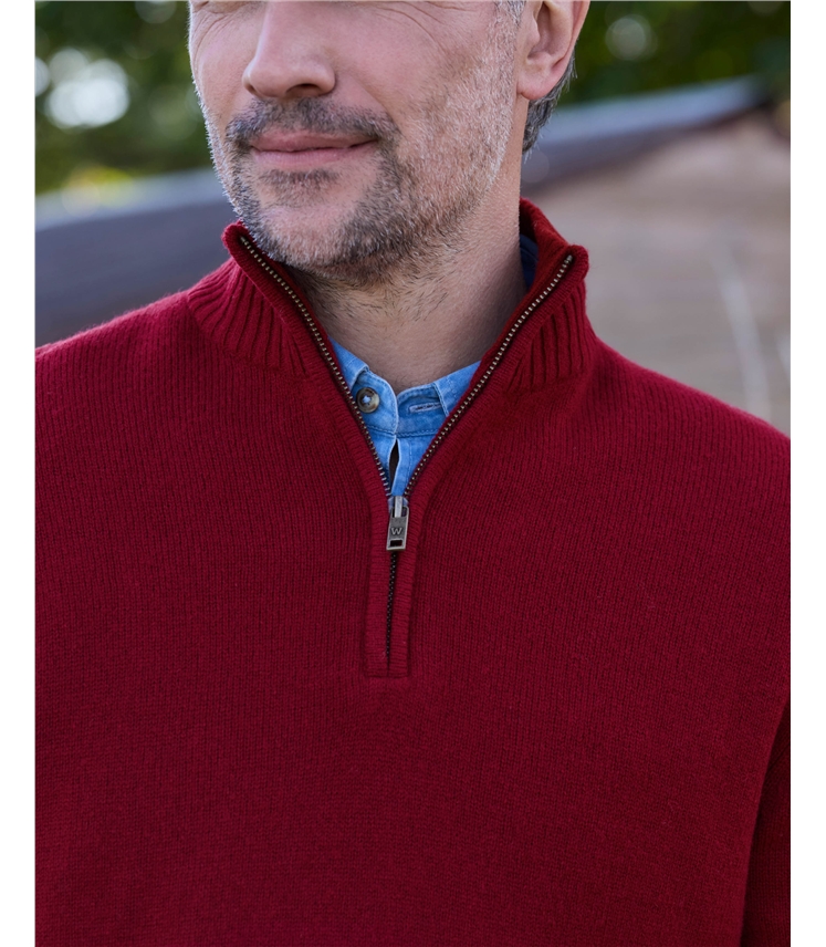 Mens Lambswool Zip Neck Jumper