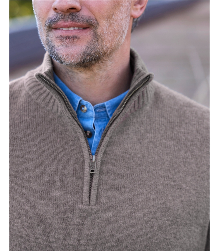 Mens Lambswool Zip Neck Jumper