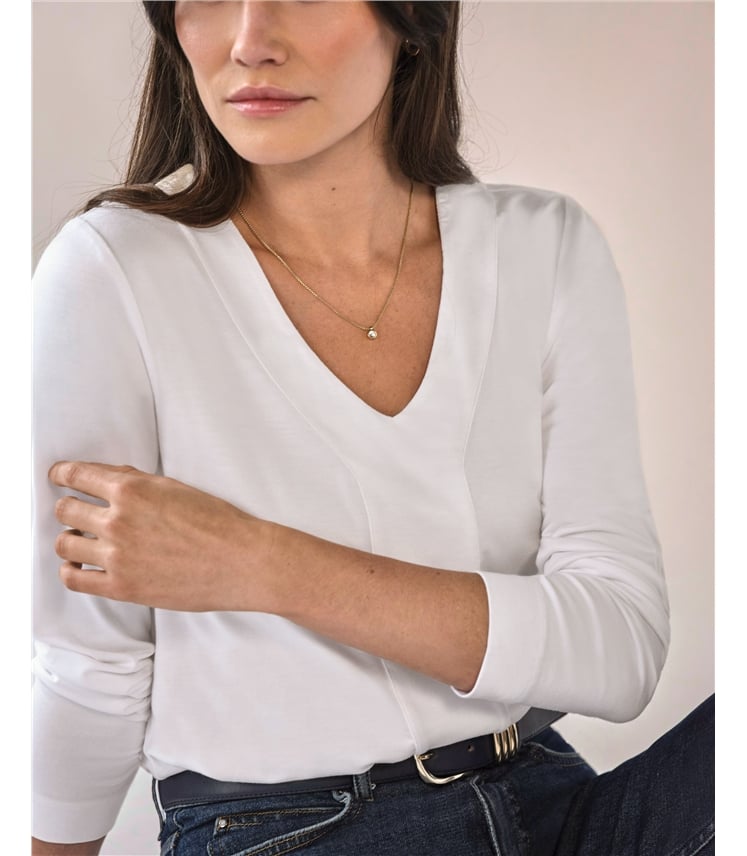 Super Soft Panel V Neck Jersey Top