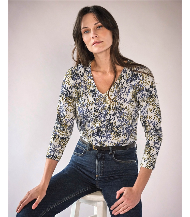 Super Soft Panel V Neck Jersey Top