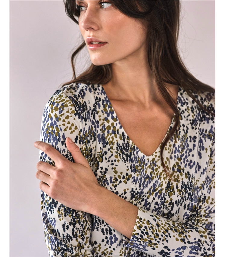 Super Soft Panel V Neck Jersey Top