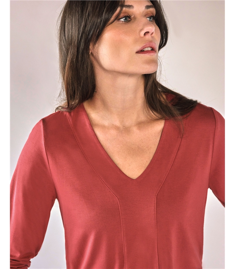 Super Soft Panel V Neck Jersey Top