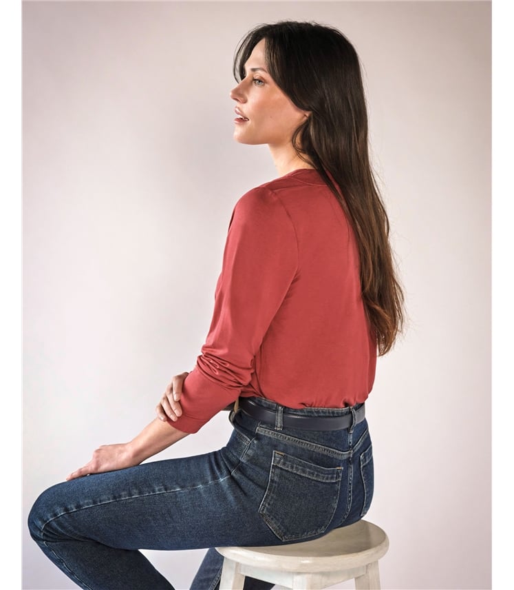 Super Soft Panel V Neck Jersey Top