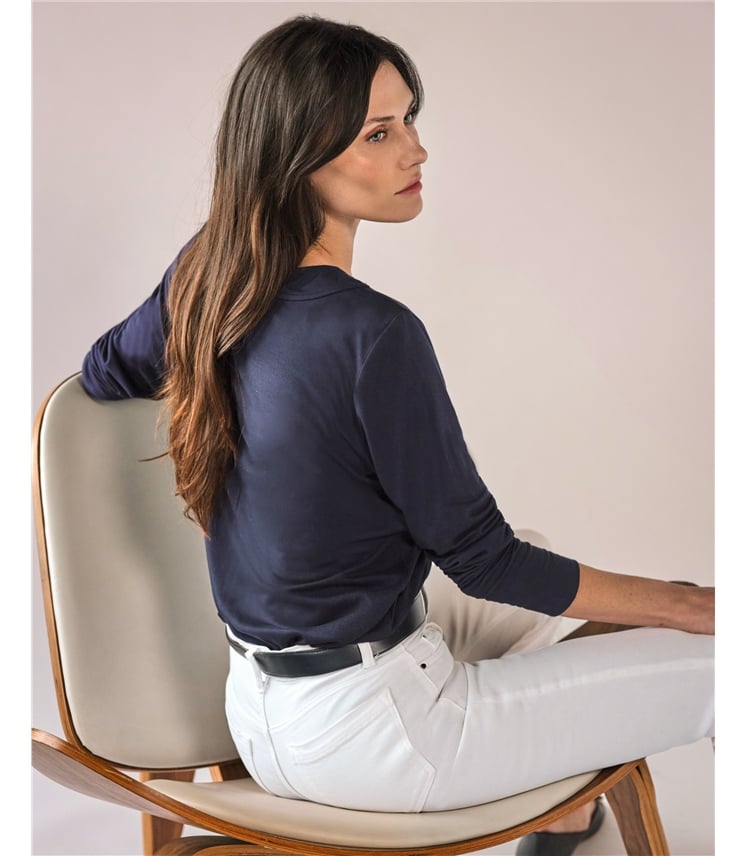 Super Soft Panel V Neck Jersey Top