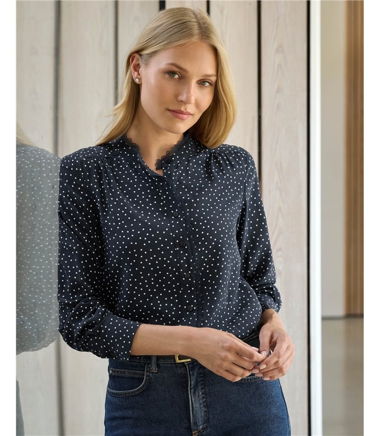 Silk Lace Frill Shirt
