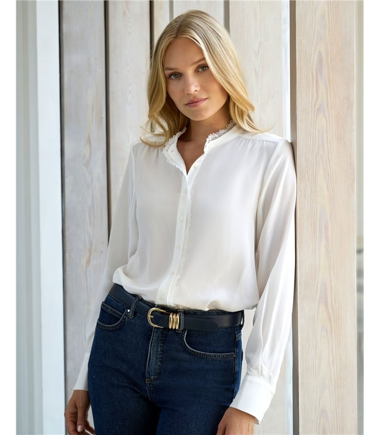 Silk Lace Frill Shirt